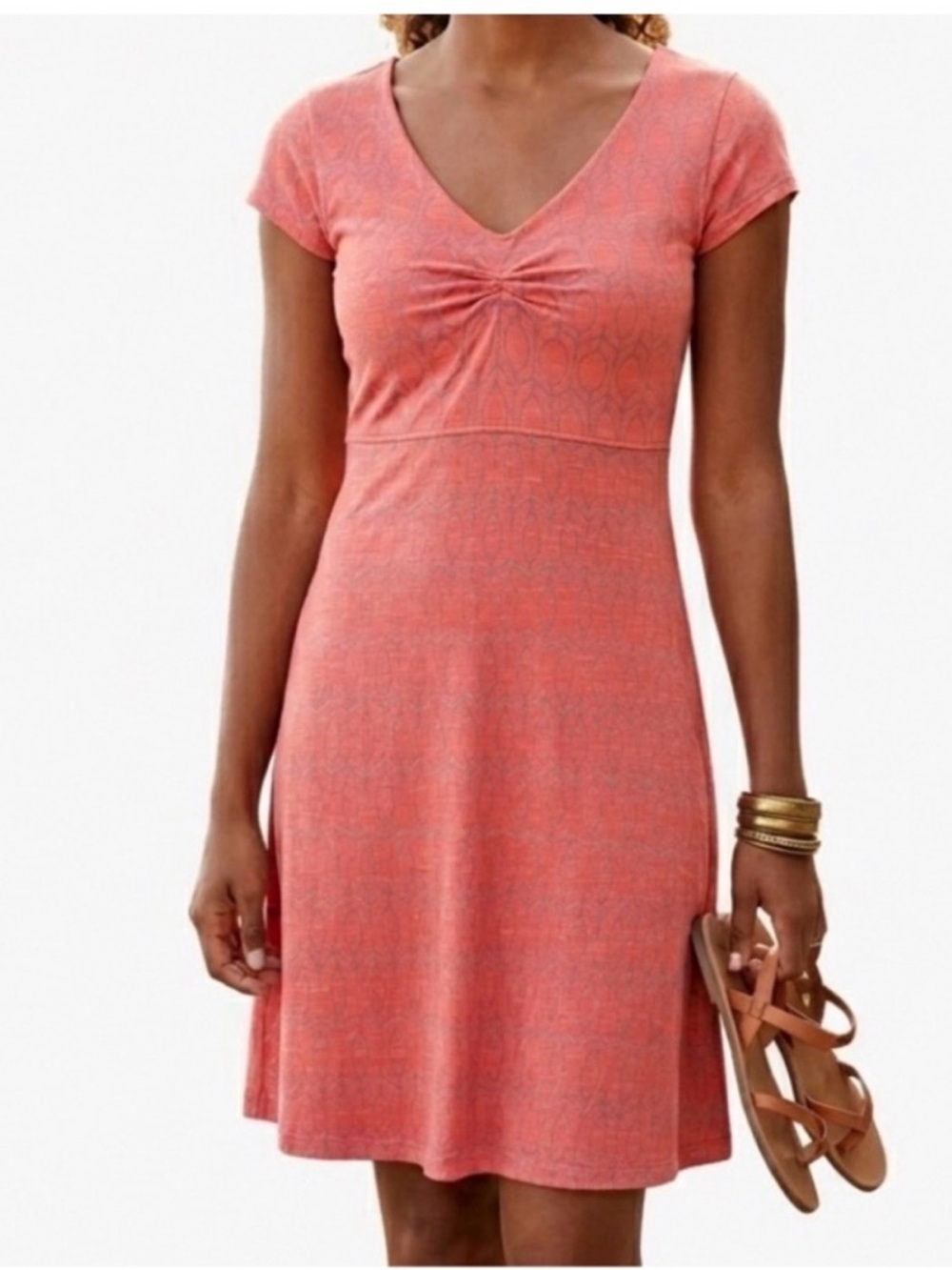 Toad&Co Rosemarie Dress Large Orange Coral Fall Autumn EUC